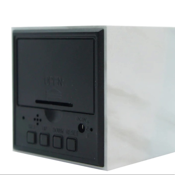 Block Clock Cube Alarm Clock Marble White Gray Cloudnola Bedroom College Dorm - Picture 5 of 14